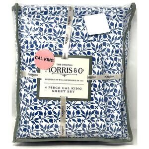 William MORRIS & CO. CALIFORNIA CAL KING Sheet Set Blue White Blueberries Cotton